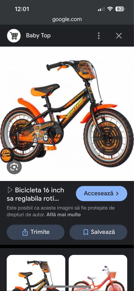 Vand bicicleta pedale 16 inchi ai roti ajutatoare.