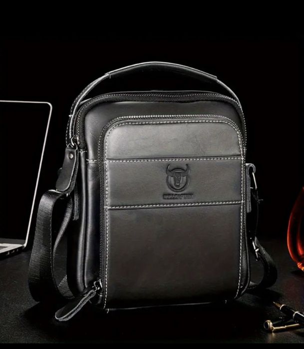 -9%Промоция•Универсална и Стилна черна кожена мъжка чанта Bullcaptain*