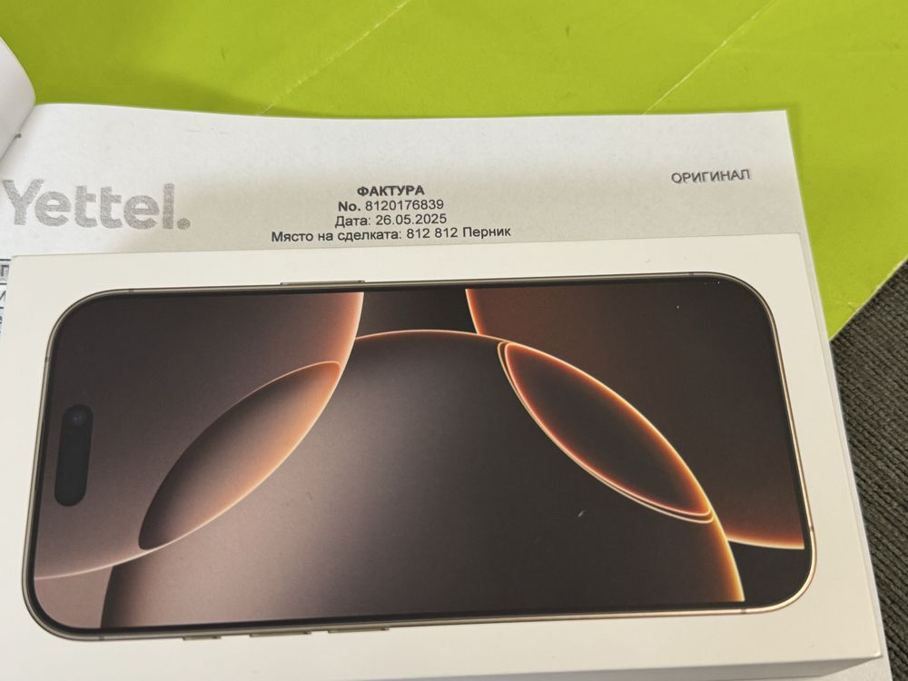 ЗАПЕЧАТАН 256GB iPhone 16 Pro Гаранция Yettel 2028 Desert