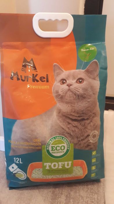 Наполнитель MURKEL Тофу Зеленый чай комкующийся 12 л