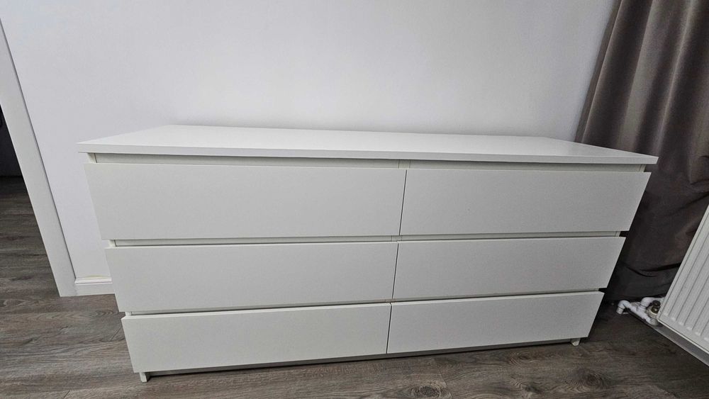 Comoda alba IKEA Malm, 160x78cm, 6 sertare
