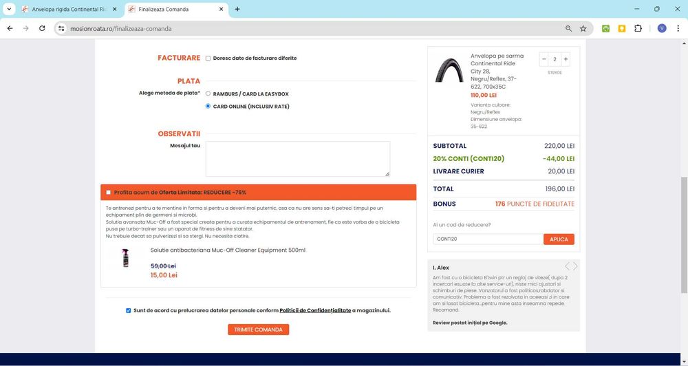 Vand 2 anvelope 28" Continental Ride City Reflex 35x700c