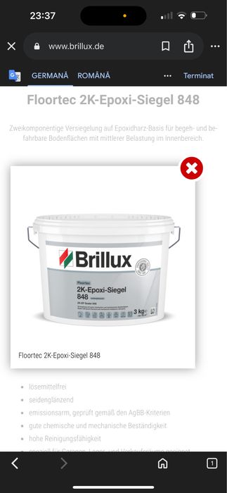 Brillux Floortec 2K-Epoxi-Siegel 848 vopsea cauciucata ral 7030 gri
