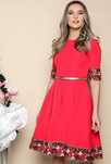 Rochie MBG Collection rosu coral, brodată