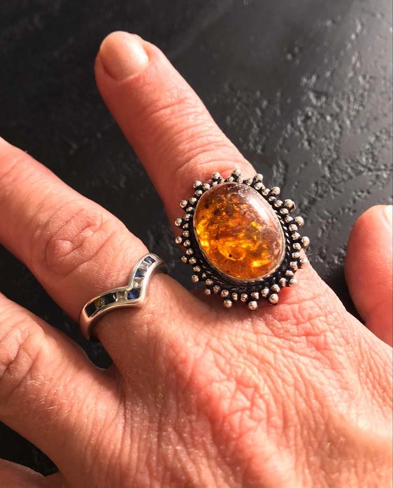 Inel Argint 925 cu Piatra Semipretioasa Chihlimbar