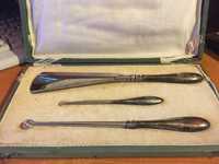 Set vechi de lux - 3 instrumente de argint pentru încălțări (1900)