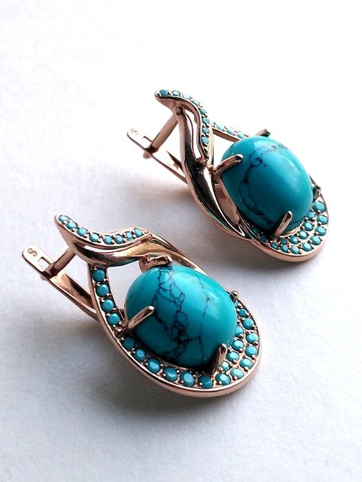 Серьги 585 бирюза
