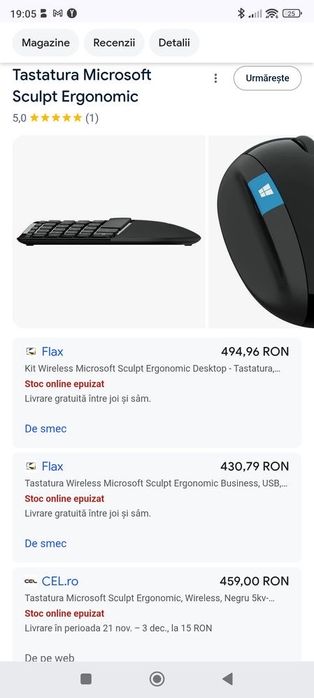 Kit tastatura si mouse microsoft sculpt ergonomic