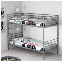 двуетажно метално детско легло SVARTA (IKEA) 90x200 см, сребристо