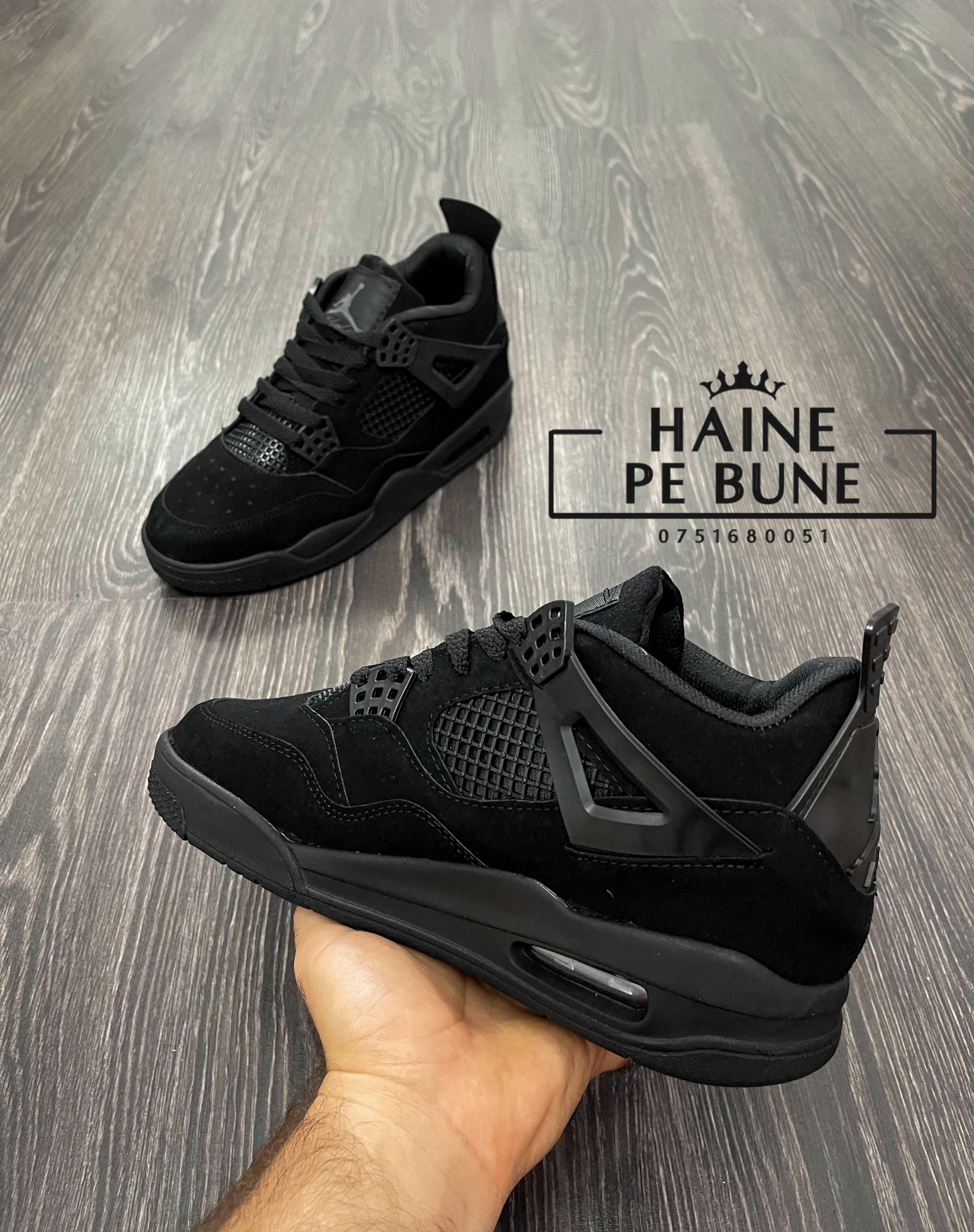 Adidasi Nike Air Jordan 4 Retro Black Cat ProdusNOU Tenesi Fete Baieti