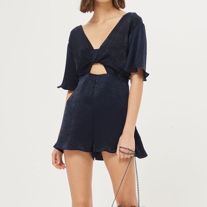 Salopeta scurta Top Shop albastru satinat XS S