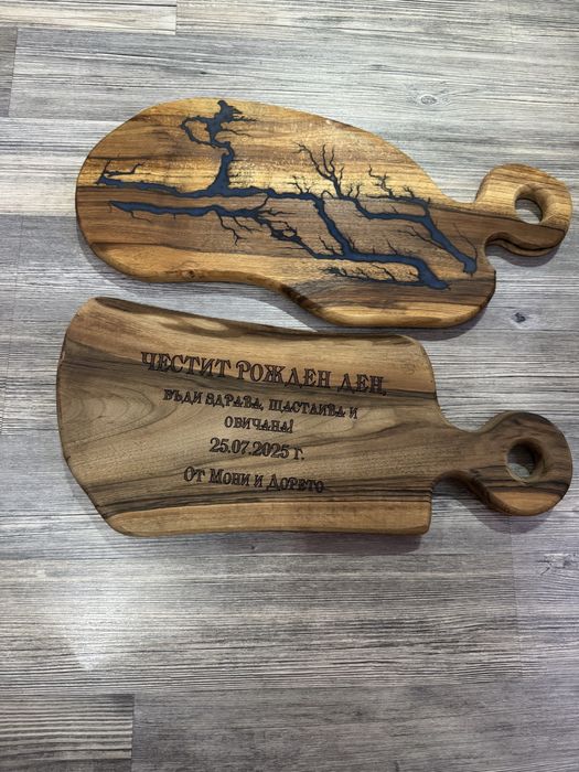 Лазерно гравиране на дъски за рязане и сервиране "Дървенийки Бургас"