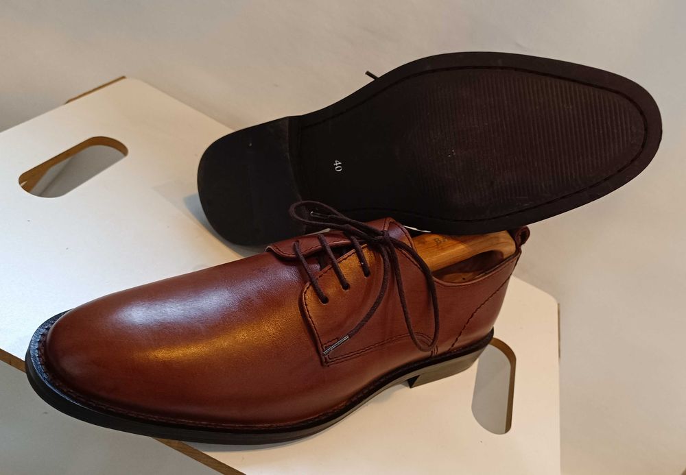 Pantofi derby 40 plain toe ZIGN London NOI piele naturala