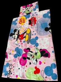 Lenjerie patut 2 piese, MINNIE SI MICKEY, ROZ, 120 X 60 CM