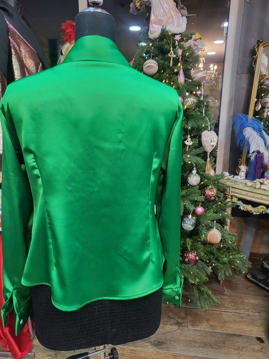 Cămașă satin elastic verde mas L noua
