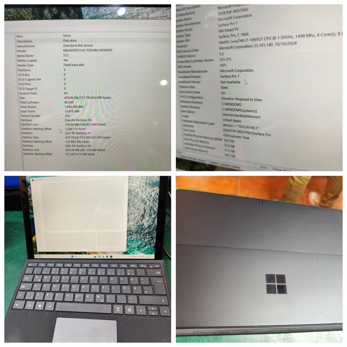 Surface pro 7, i7 gen 10,16gb ram, 256 gb ssd
