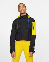 Nike Off-White Women's Running Jacket in Black/Yellow размер S