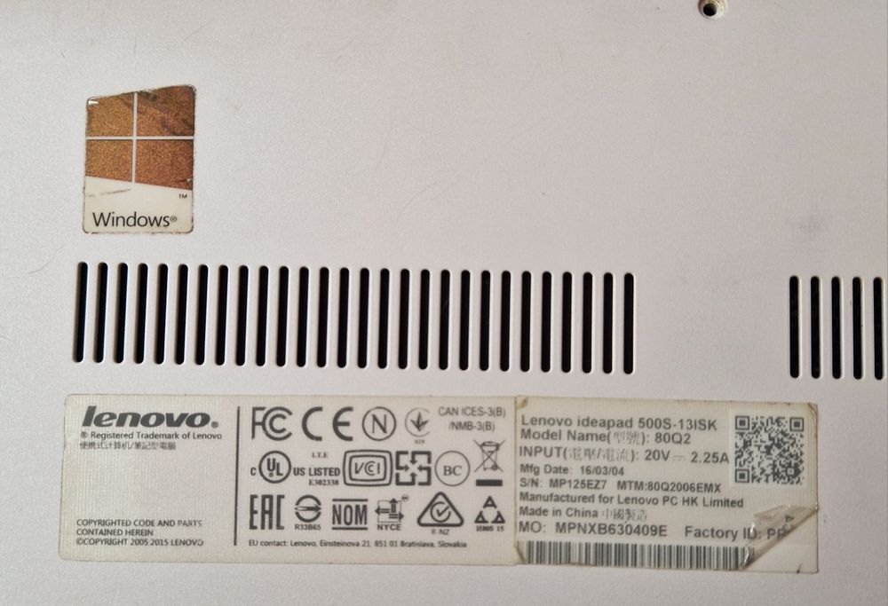 Laptop Lenovo IdeaPad 500S-13ISK procesor Intel® Core™ i5-6200U 2.3