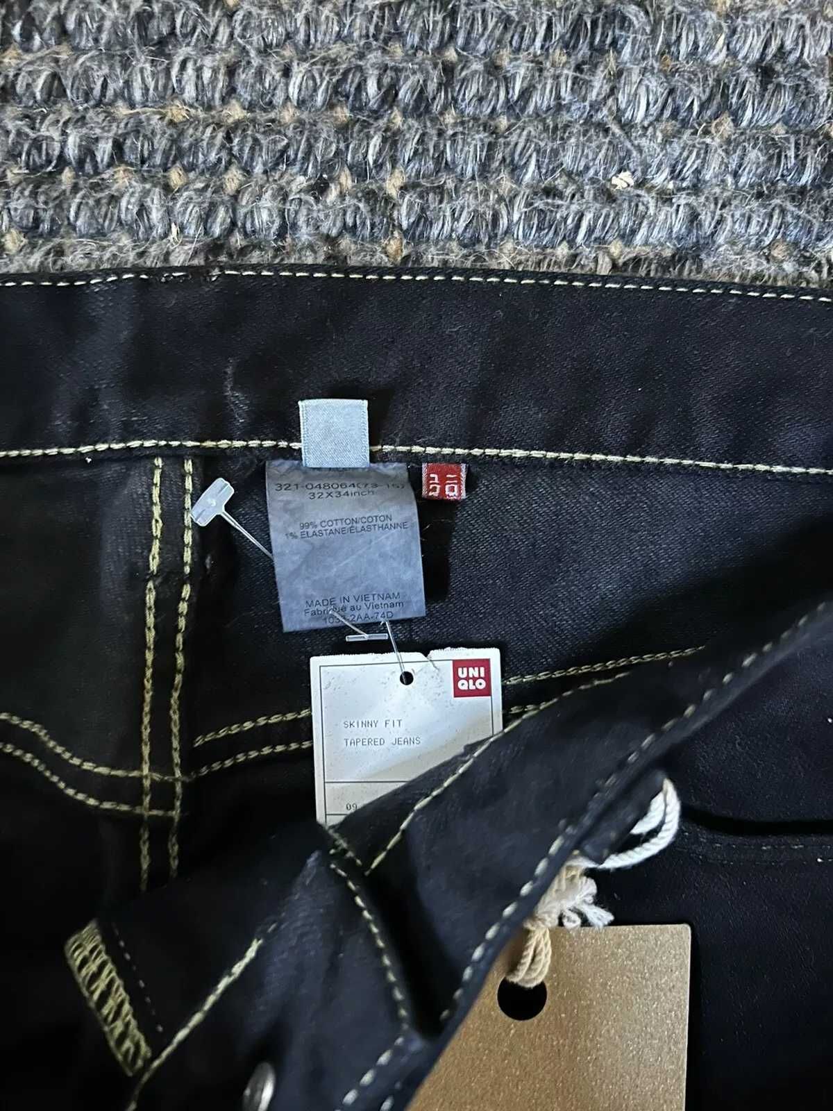 Мъжки дънки Uniqlo Skinny Fit, черни, размер 32/34, с етикети
