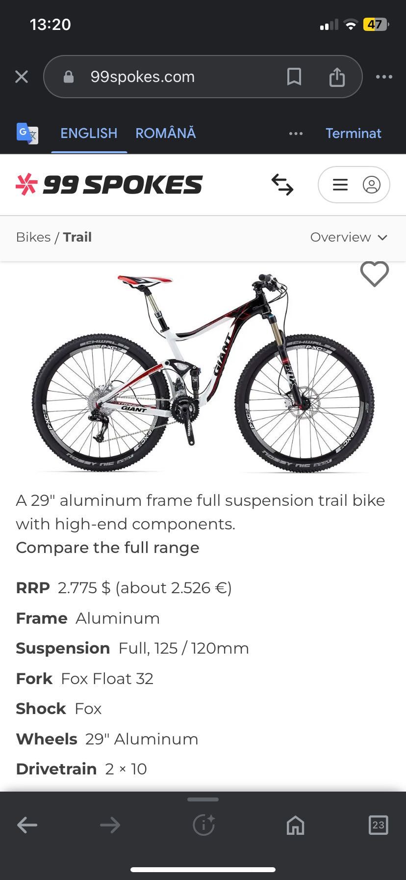 Bicicletă full suspension nu(scott cube specialized propain mondraker)