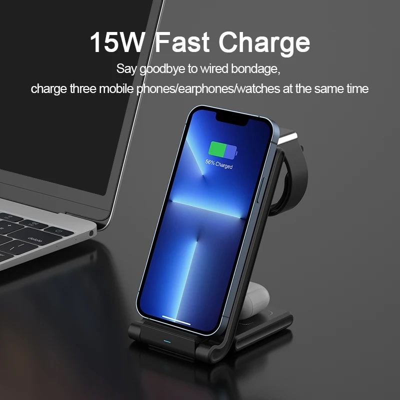 Statie incarcator Iphone/Apple Watch/Airpods 15W Fast Charge, Sigilat