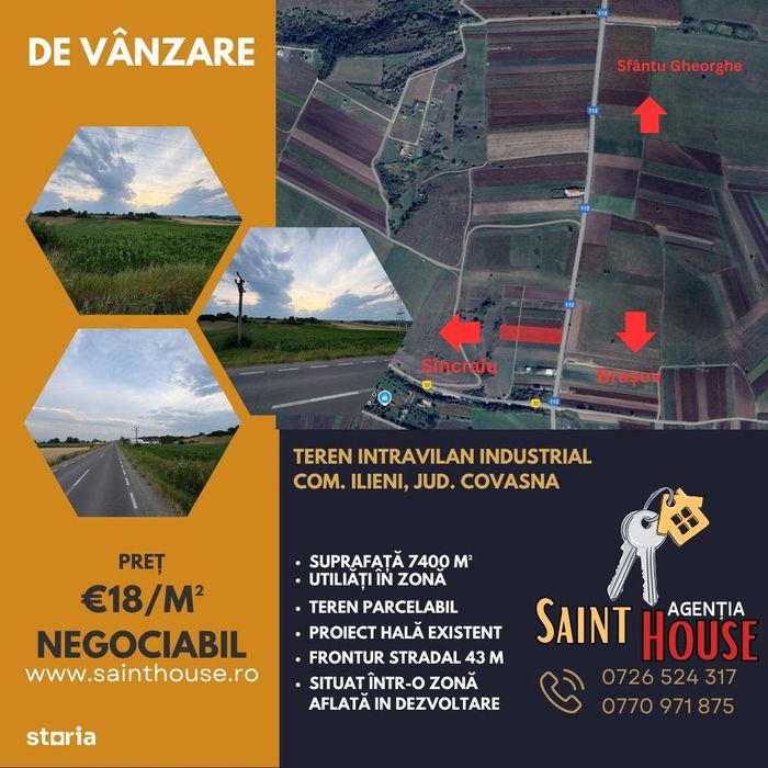 Teren intravilan industrial 7400 MP com. Ilieni , Jud. Covasna