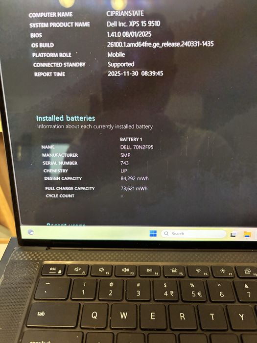 Laptop Dell XPS 15 9510 OLED (3456x2160) i7-11800H, 16GB, SSD 1TB