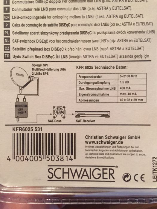Comutator Schwaiger KFR 6025