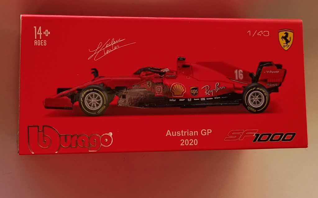 Macheta Ferrari SF1000 Leclerc cu pilot Formula 1 2020 - Bburago 1/43