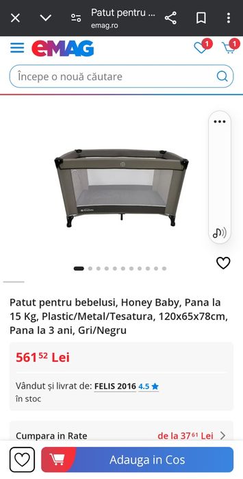 Pătuț bebeluș ca nou