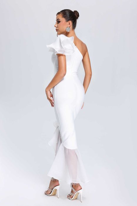 Ефирна бяла бандажна рокля в бяло Bella Barnett S и М