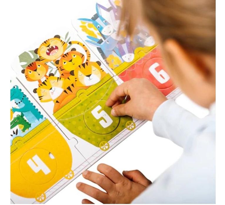 Joc educativ, puzzle cu numere: Trenulețul cifrelor!