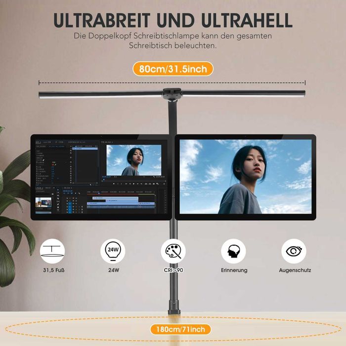 Lampă de birou cu LED, cu intensitate reglabilă 80 cm