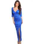 Rochie Maxi, Eleganta, Maneca 3/4, Albastra