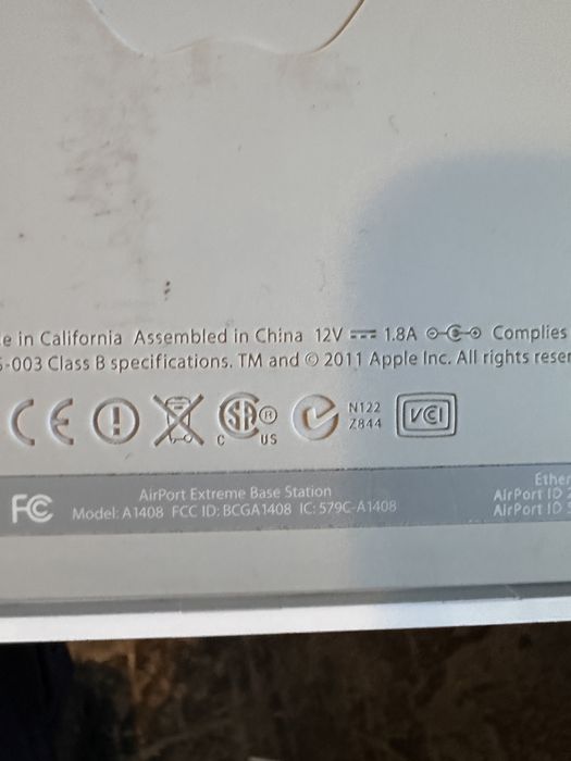 Vand router apple a1408