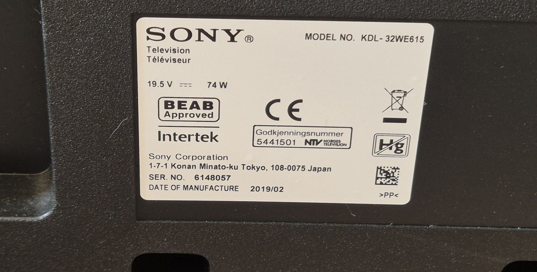 Sony KDL-32WE615 Full HD, Smart, WiFi, LED