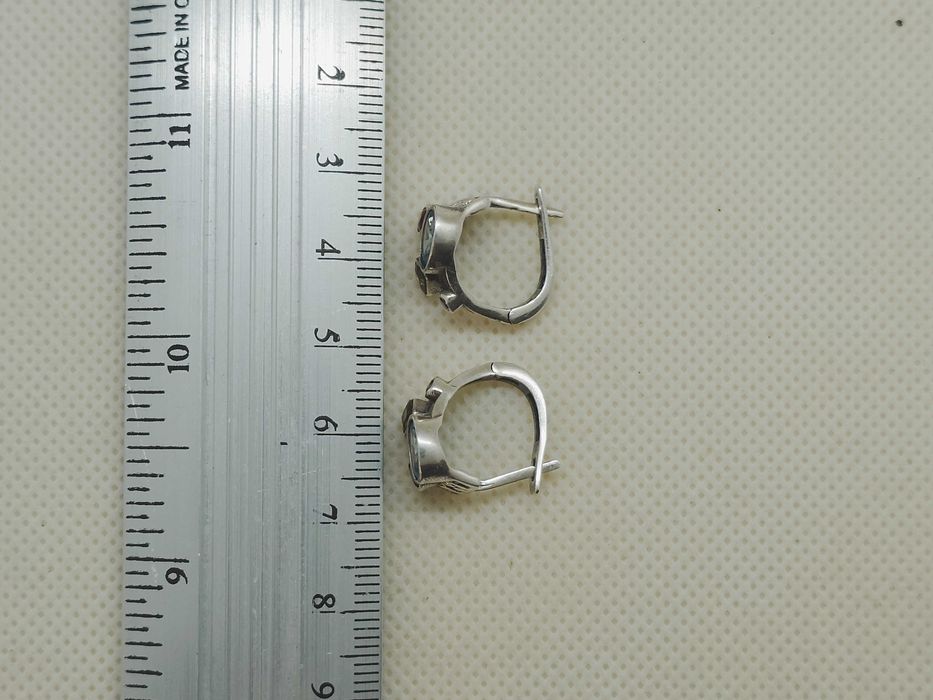 Cercei din argint 925 cu acvamarin, rubin, peridot și iolit