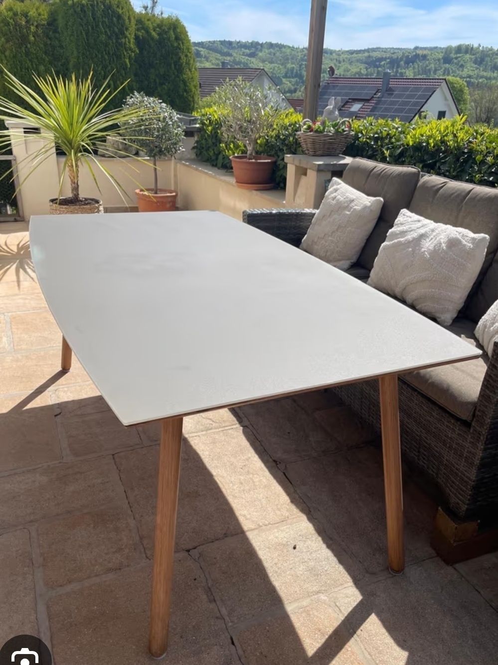 Masa terasa exterior / interior metal si sticla 1,80×1m demontabila