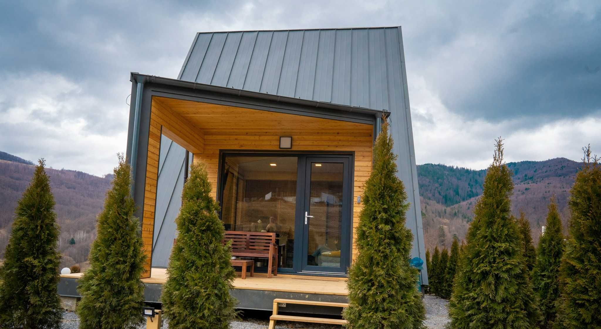 Cabana stil A-Frame si Case din structura de lemn