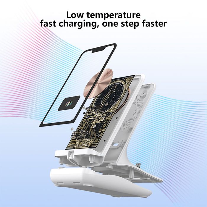 Настолна поставка за телефон с безжично зареждане – Бял