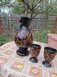Carafă din ceramică cu 2 pahare veche