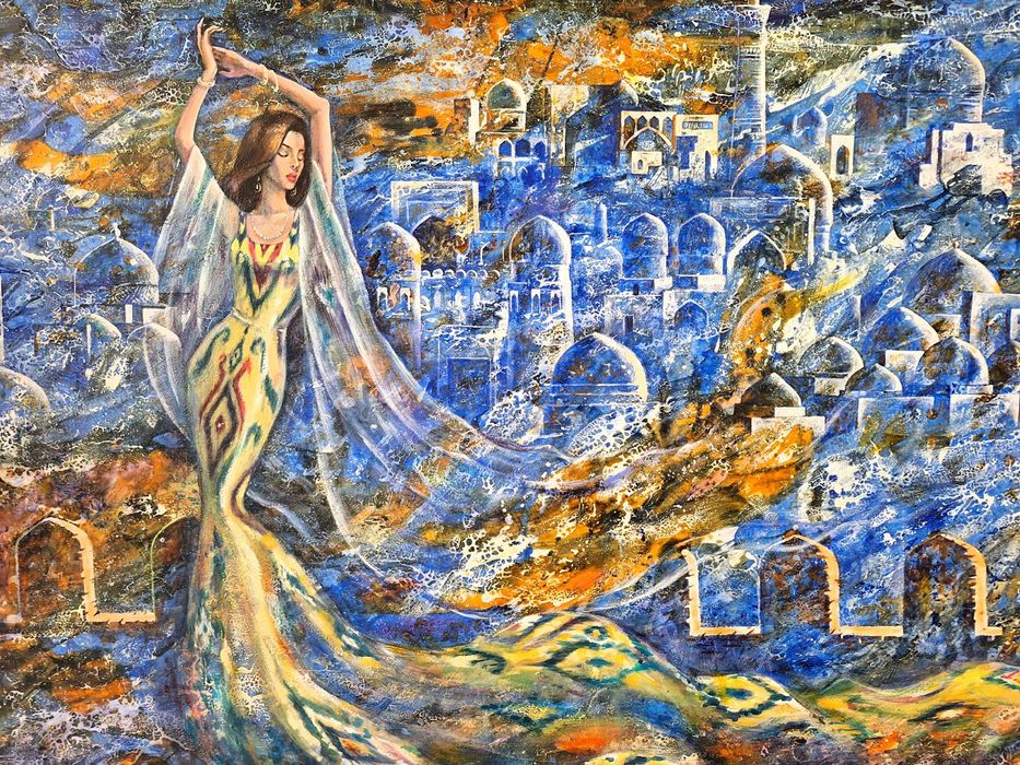 Devoriy surat 120 cm x 80 cm, 3 yil davomida chizilgan, ramkasi mavjud