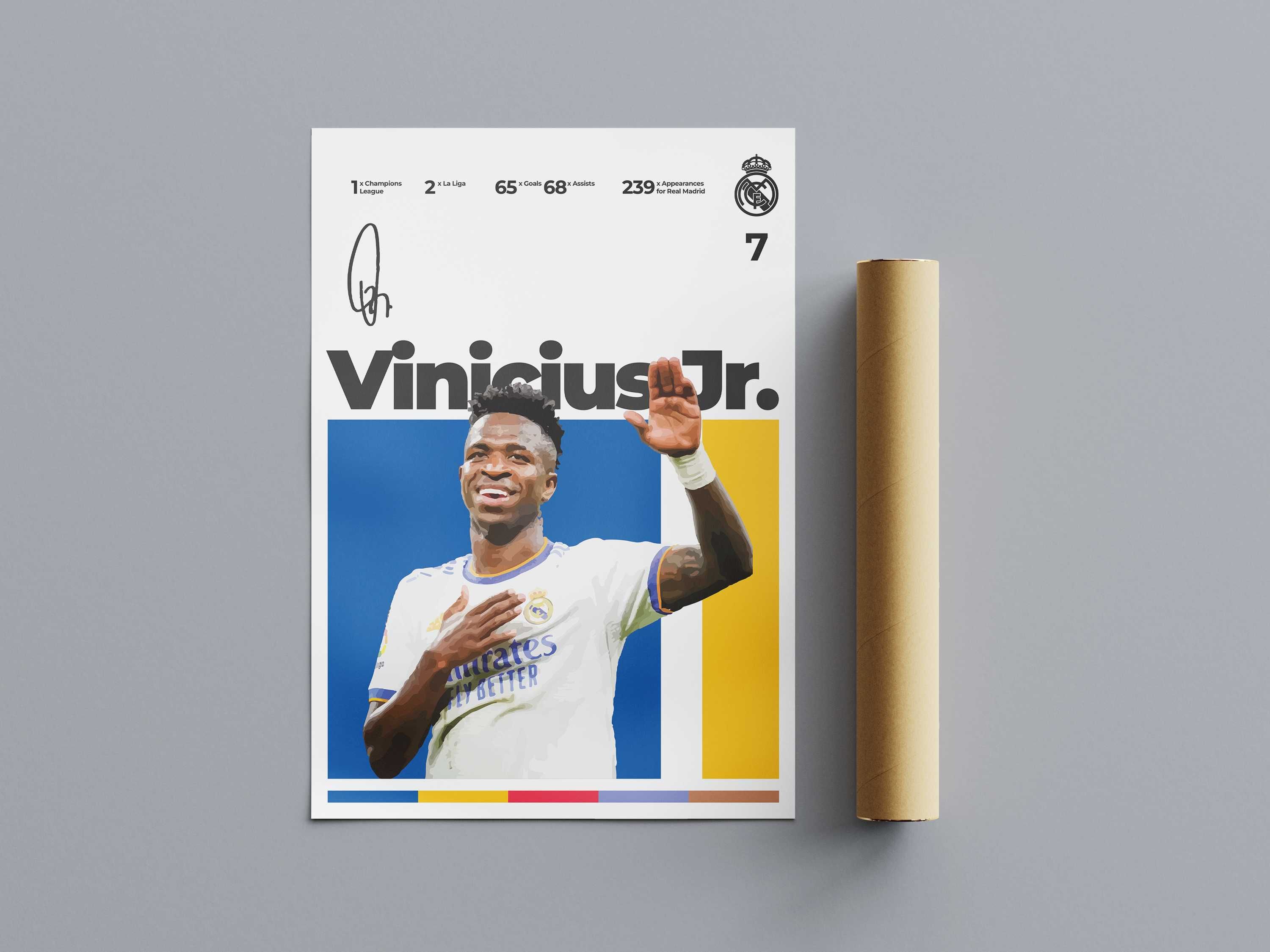 Poster ilustratie Vinicius Jr. Cadou pentru fanii Real Madrid.