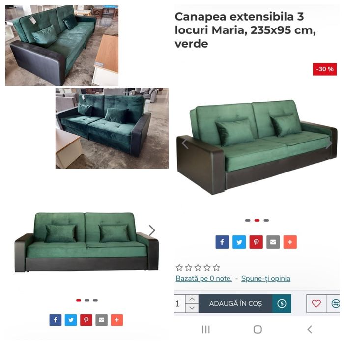 Canapea extensibilă 3 locuri, nouă, ladă depozitare, 235x95 dimensiuni