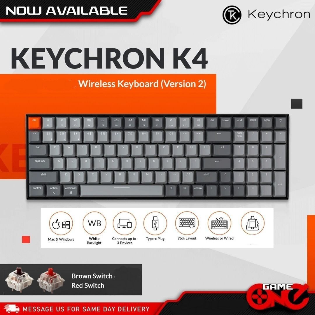 RU/ENG Keychron K4 V2 Беспроводная Механическая Клавиатура