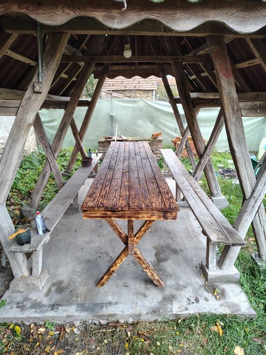 Masă de grădină din lemn masiv