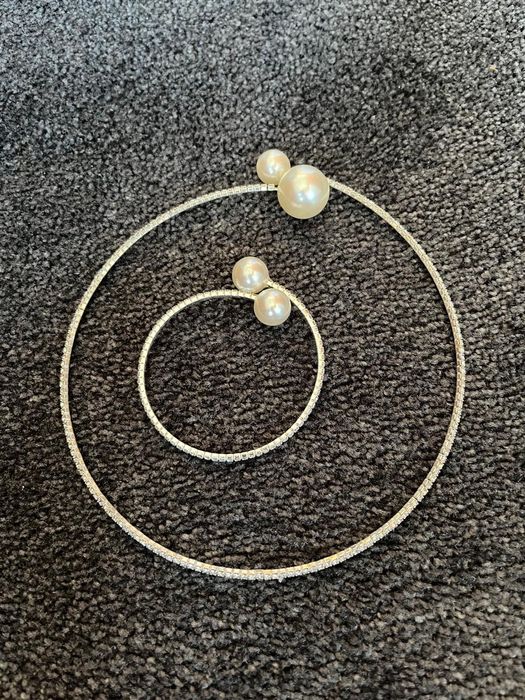Vand set colier cu bratara cerc elegant argintiu