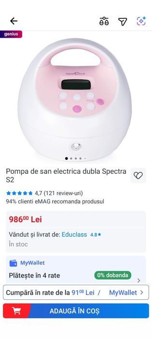 Pompa de san electrica dubla Spectra S2 plus
