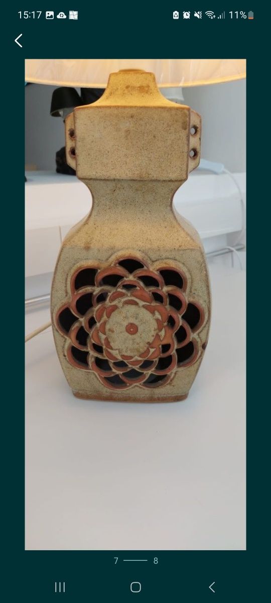 Lampa veioza vintage colectie ceramica hand made Franța 1970