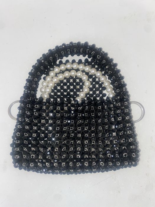 Черная сумка из бусин, ручная работа
